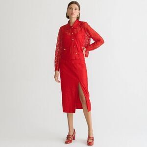 J Crew Side-slit Lace Pencil Skirt NWT